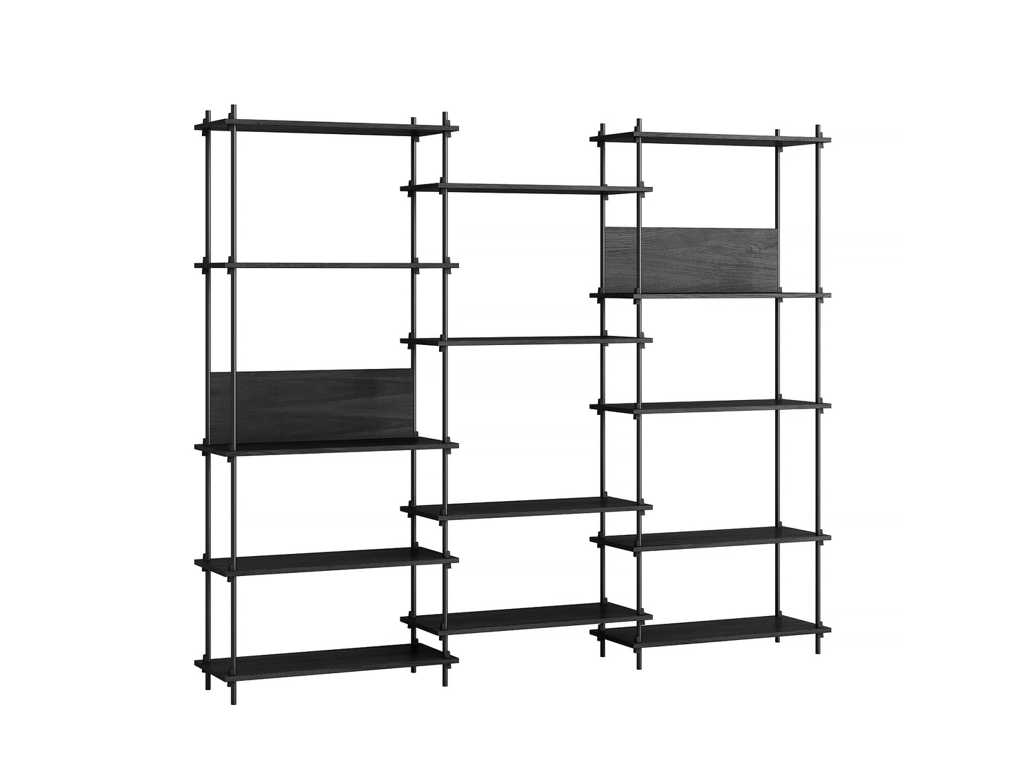 Moebe Shelving System - S.200.3.A Set in Black / Black Painted Oak