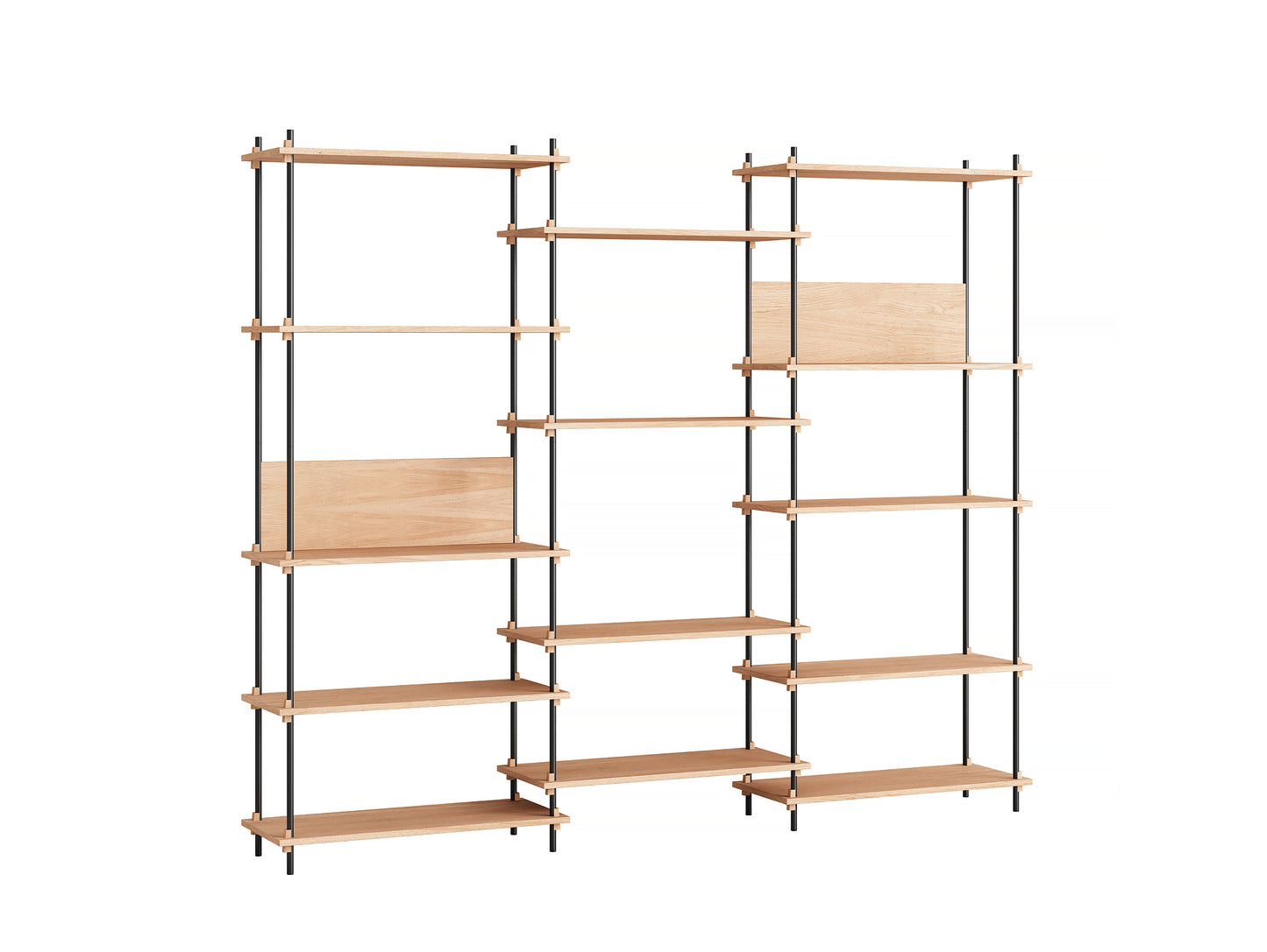 Moebe Shelving System - S.200.3.A Set in Black / Oiled Oak