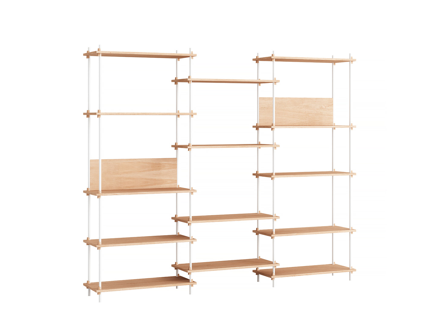 Moebe Shelving System - S.200.3.A Set in White / Oiled Oak
