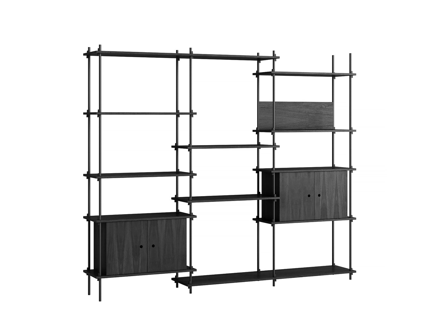 Moebe Shelving System - S.200.3.B Set in Black / Black Painted Oak