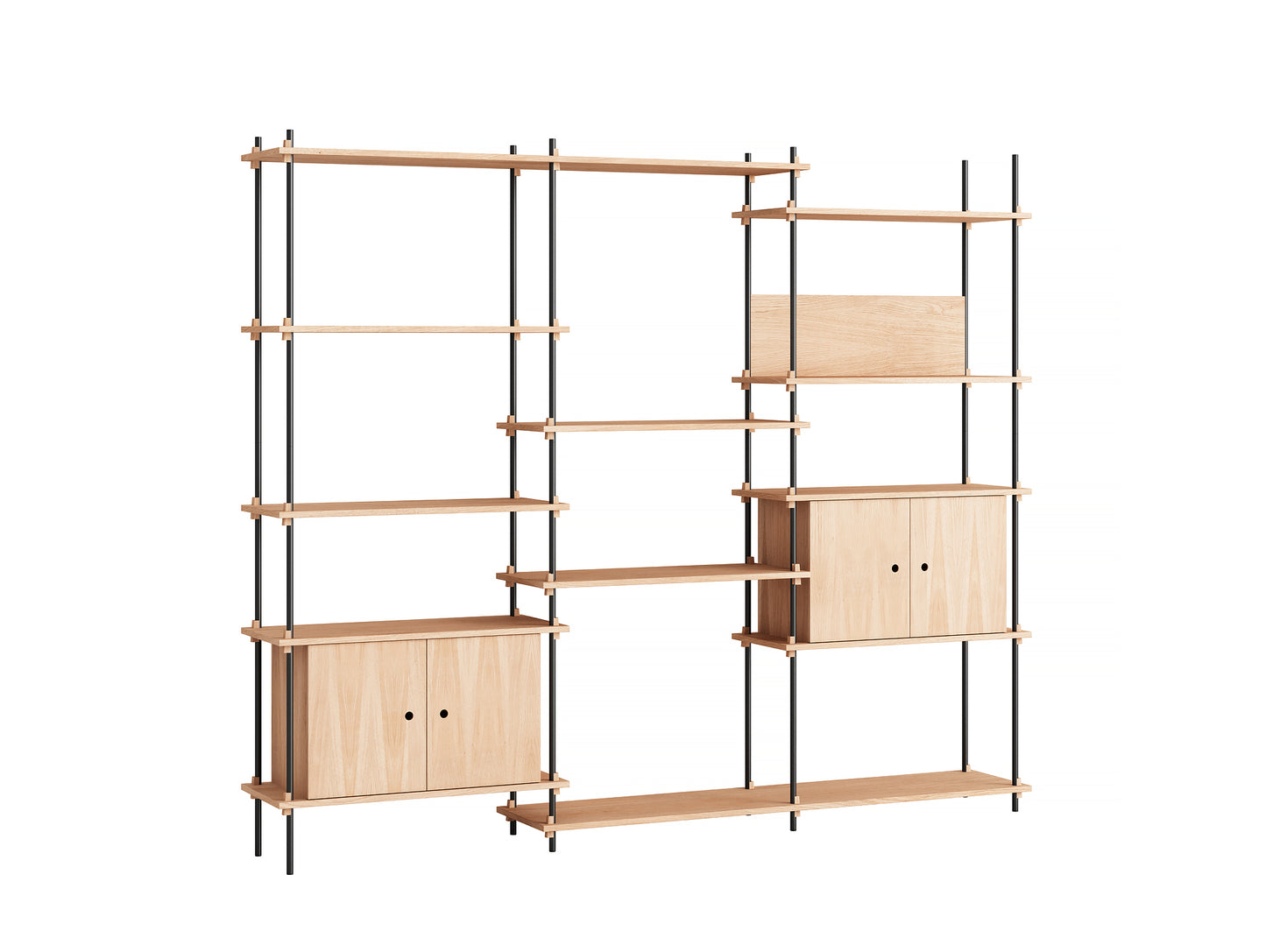 Moebe Shelving System - S.200.3.B Set in Black / Oiled Oak