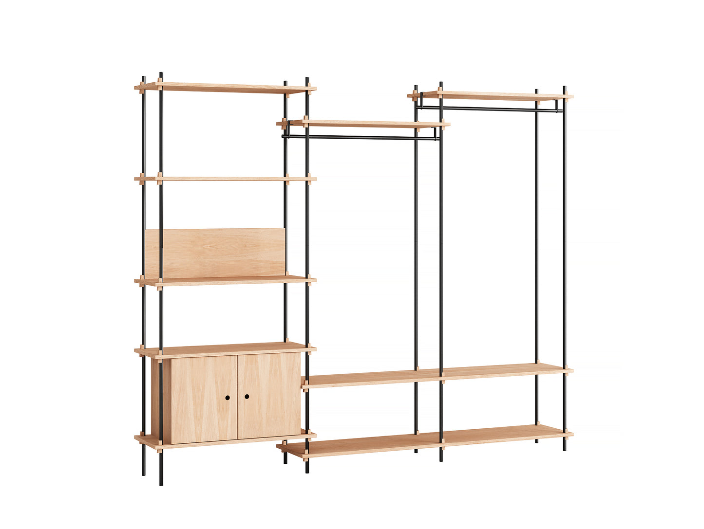 Moebe Shelving System - S.200.3.C Set in Black / Oiled Oak