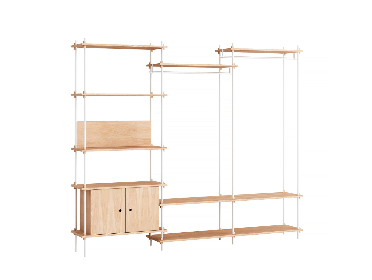 Moebe Shelving System - S.200.3.C Set in White / Oiled Oak