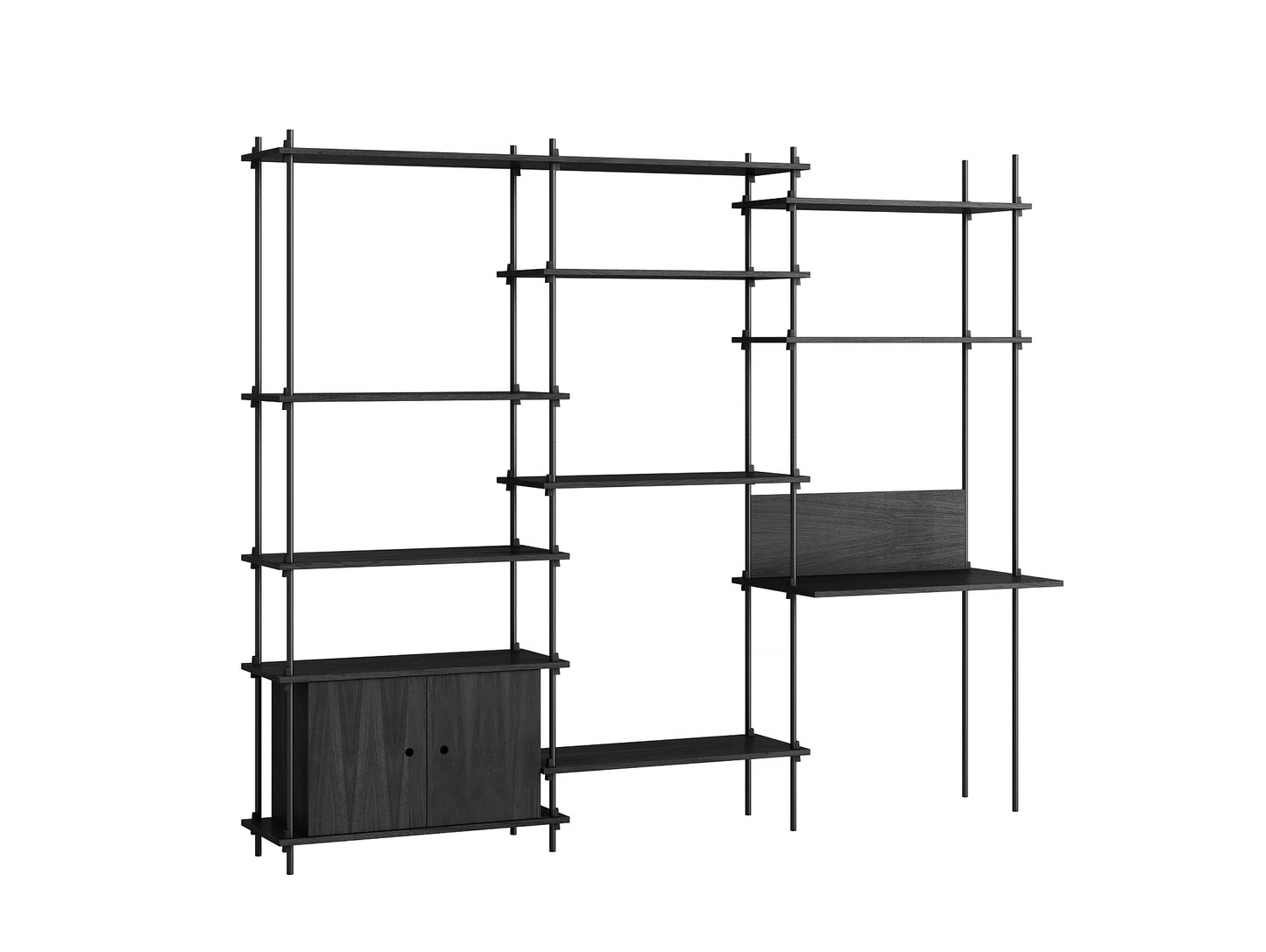 Moebe Shelving System - S.200.3.D Set in Black / Black Painted Oak