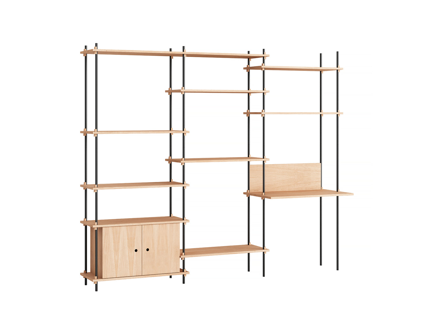 Moebe Shelving System - S.200.3.D Set in Black / Oiled Oak