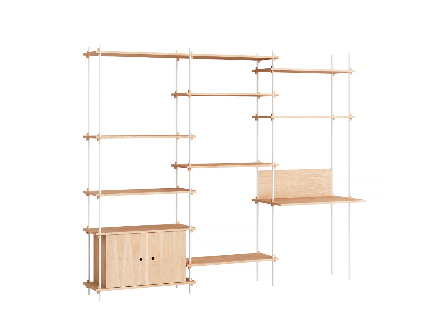 Moebe Shelving System - S.200.3.D Set in White / Oiled Oak