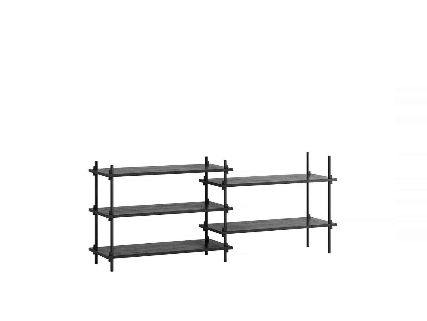 Moebe Shelving System - S.65.2.A Set in Black / Black Painted Oak