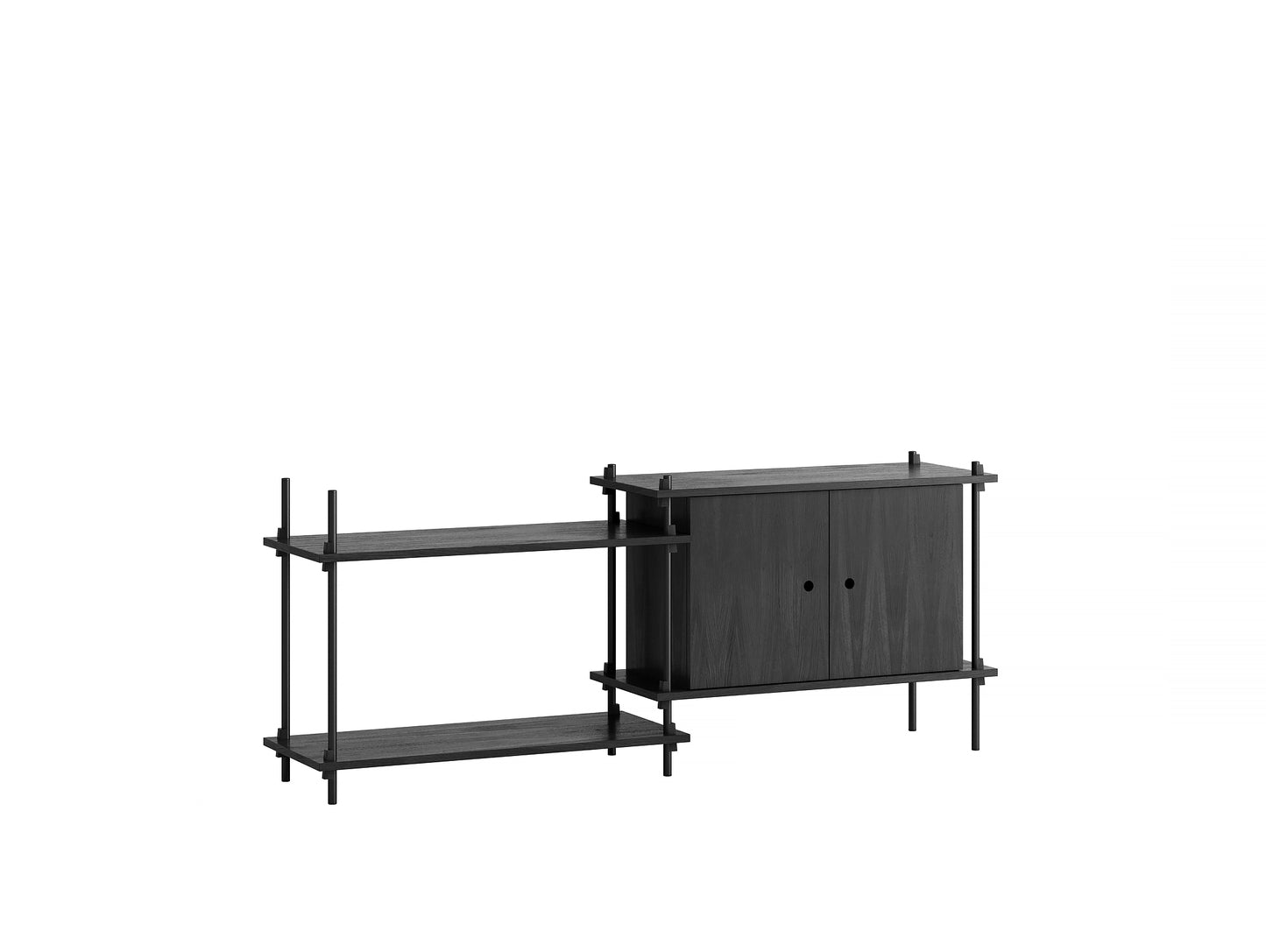 Moebe Shelving System - S.65.2.C Set in Black / Black Painted Oak