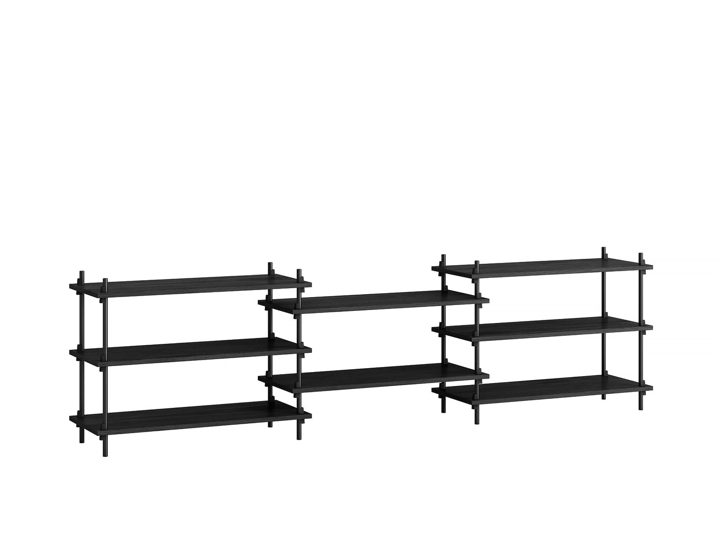 Moebe Shelving System - S.65.3.A Set in Black / Black Painted Oak