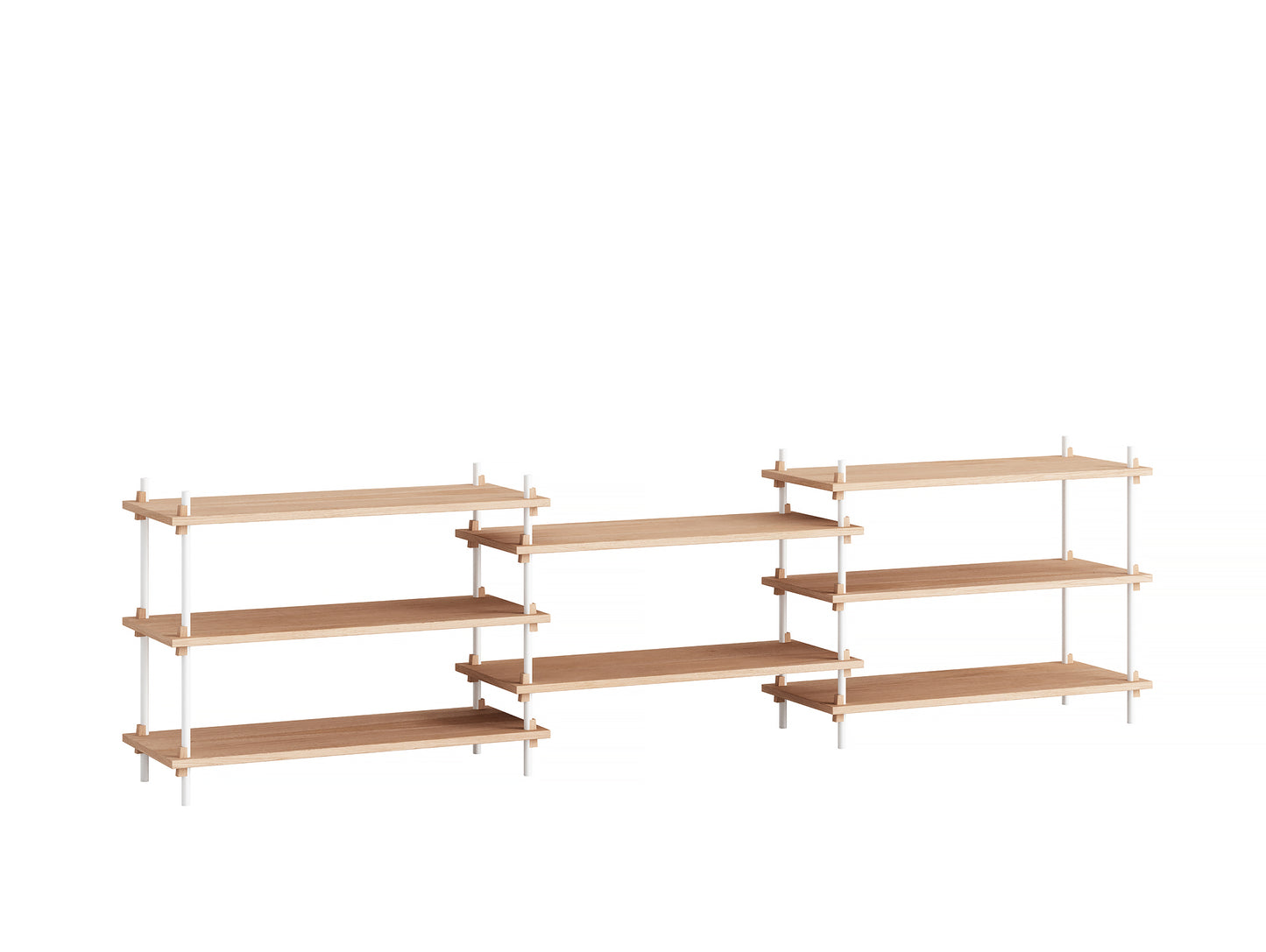 Moebe Shelving System - S.65.3.A Set in White / Oiled Oak