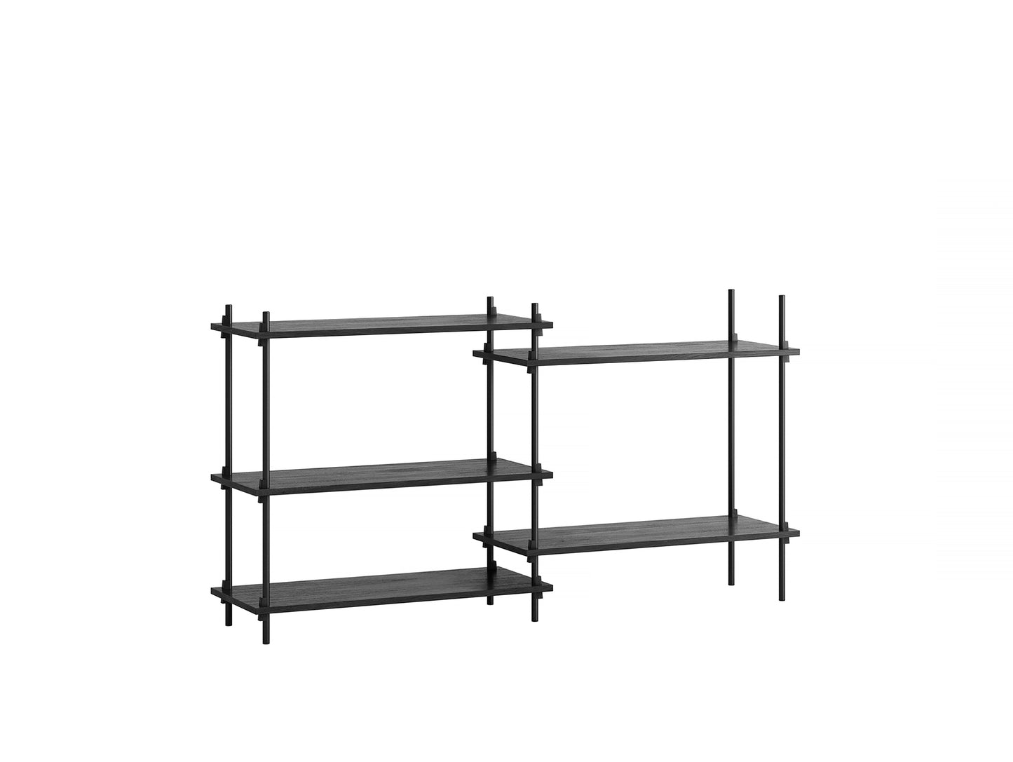 Moebe Shelving System - S.85.2.A Set in Black / Black Painted Oak