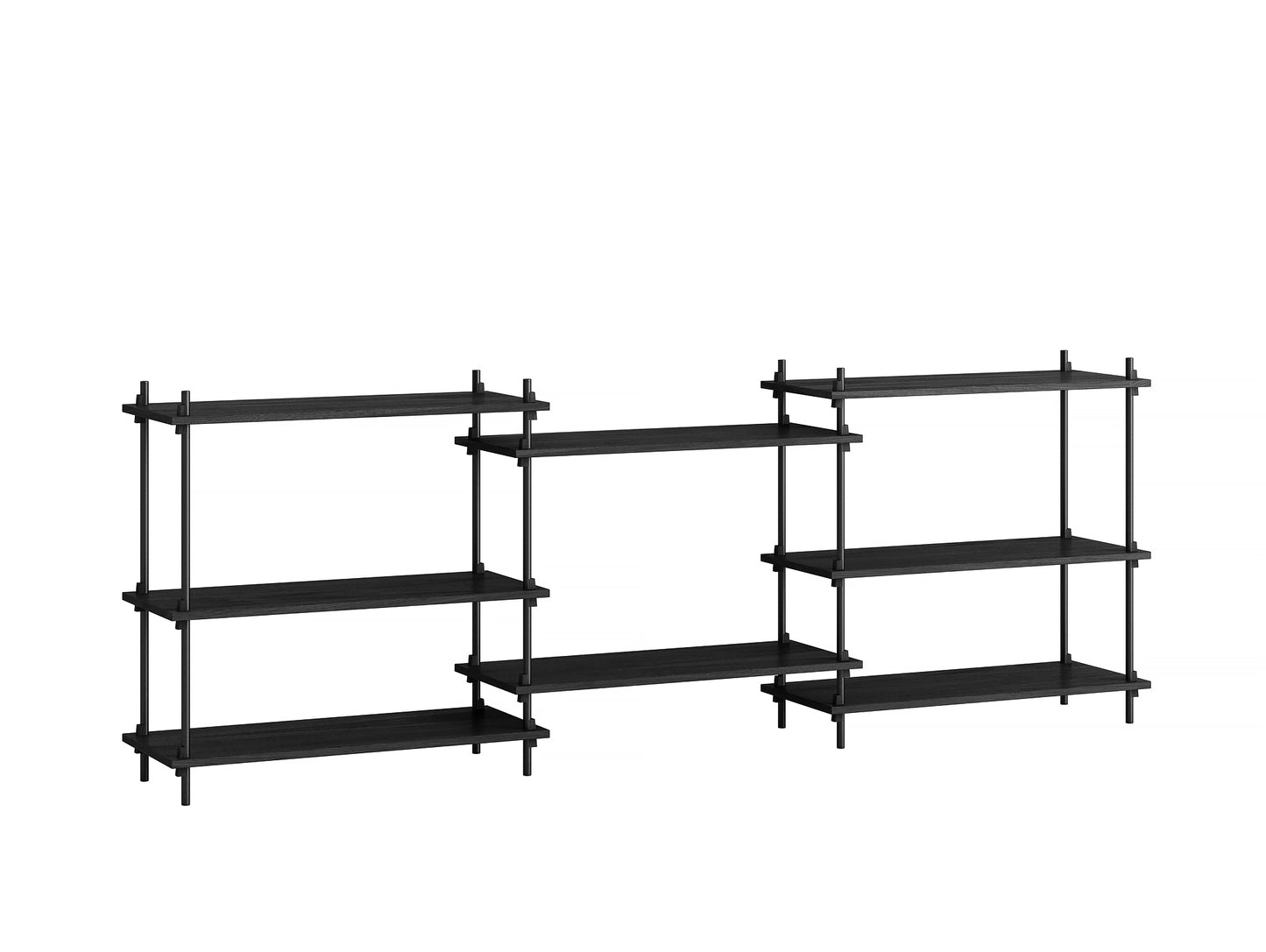 Moebe Shelving System - S.85.3.A Set in Black / Black Painted Oak