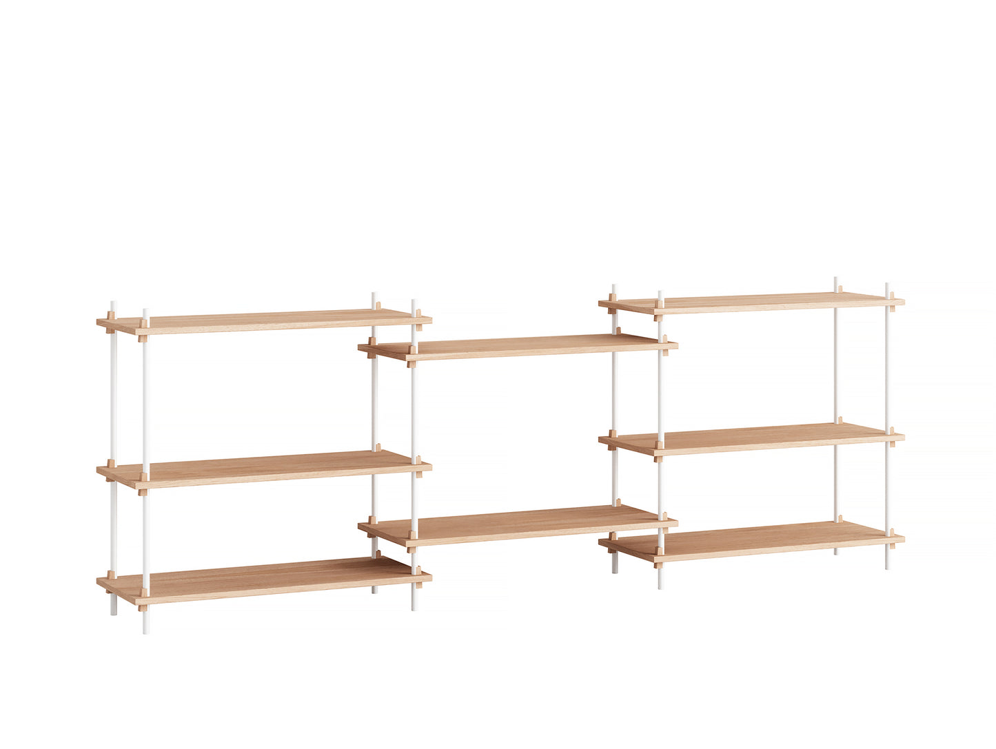 Moebe Shelving System - S.85.3.A Set in White / Oiled Oak