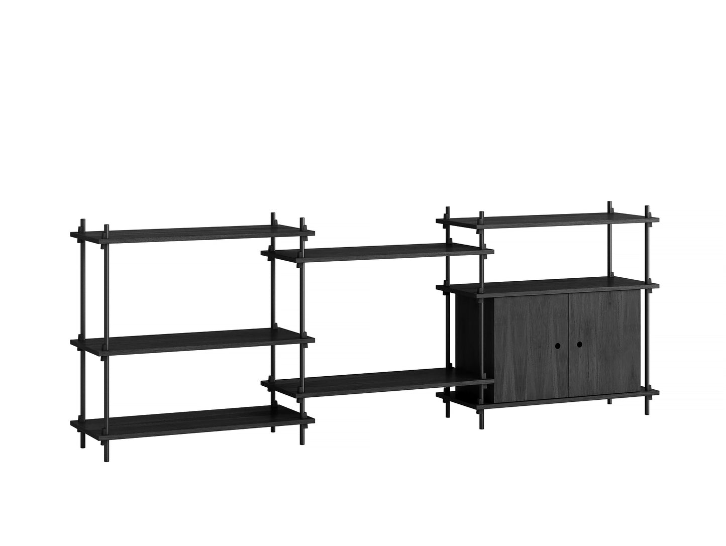 Moebe Shelving System - S.85.3.B Set in Black / Black Painted Oak