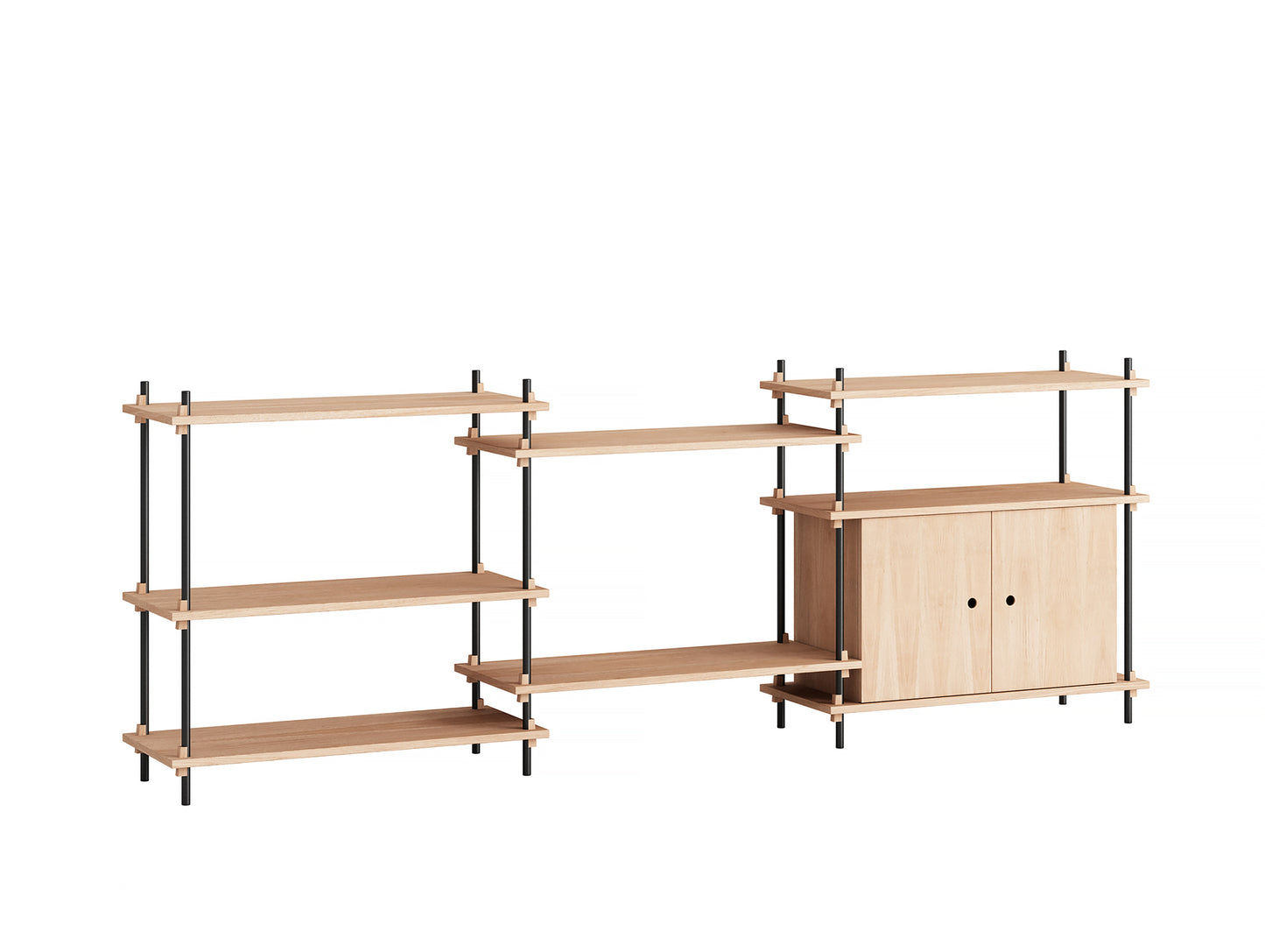 Moebe Shelving System - S.85.3.B Set in Black / Oiled Oak