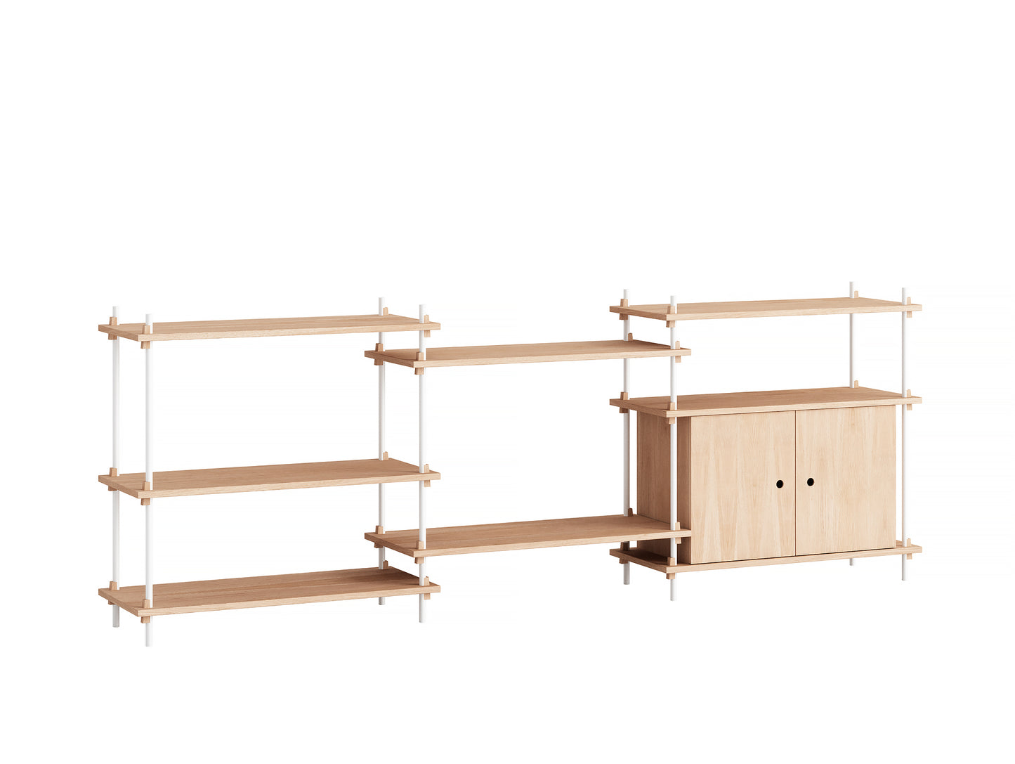 Moebe Shelving System - S.85.3.B Set in White / Oiled Oak