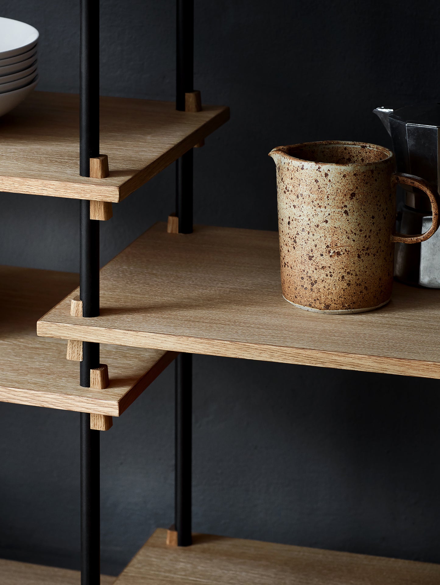 Moebe Shelving System - S.115.2.A Set in Black / Oiled Oak