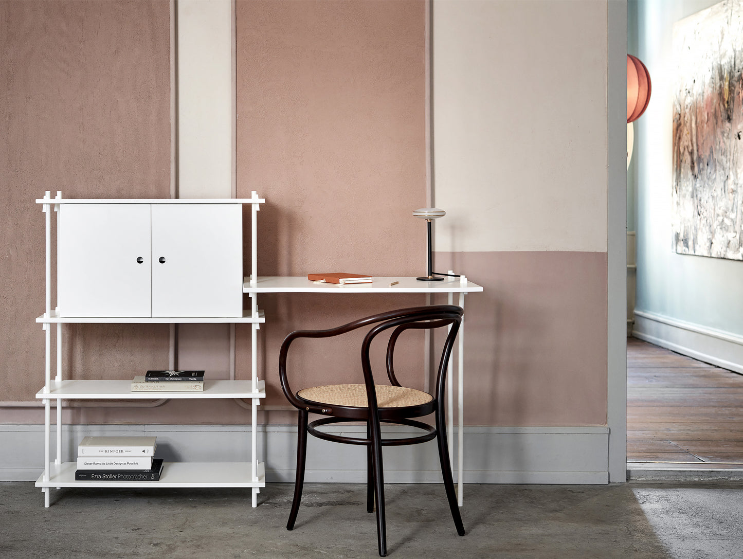 Moebe Shelving System - S.115.2.D Set in White / White Lacquered Finish