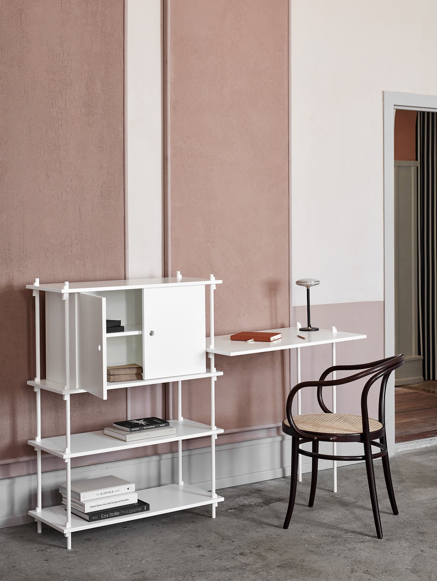 Moebe Shelving System - S.115.2.D Set in White / White Lacquered Finish