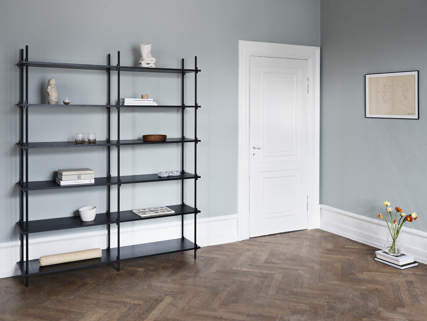 Moebe Shelving System - S.200.2.B Set in Black / Black Painted Oak