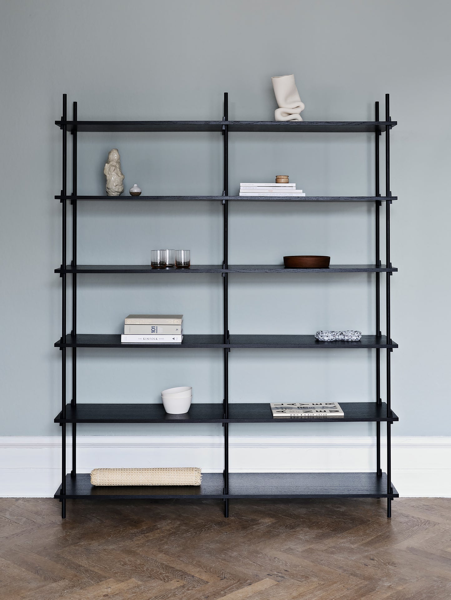 Moebe Shelving System - S.200.2.B Set in Black / Black Painted Oak