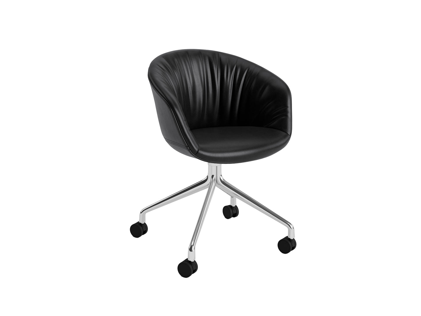 About A Chair AAC 25 Soft by HAY - Black Sense Leather /  Polished Aluminium