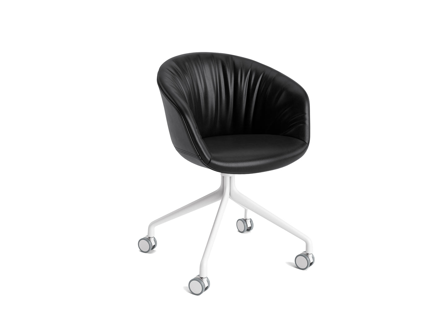 About A Chair AAC 25 Soft by HAY - Black Sense Leather  / White Powder Coated Aluminium