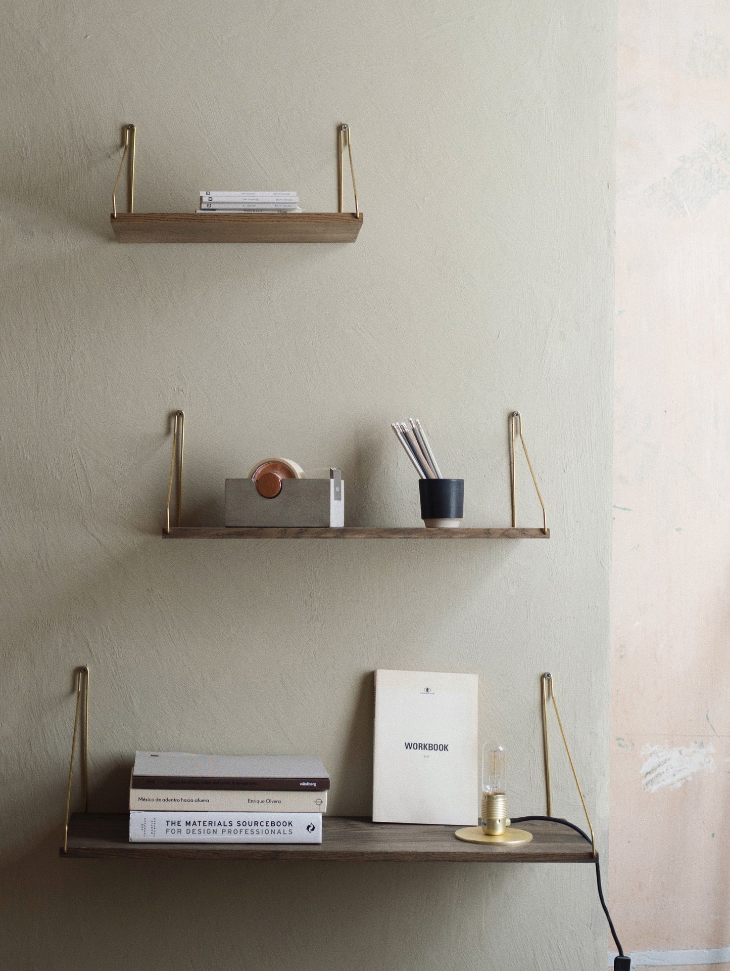 Shelf by Frama - Dark Stained Oak / Brass Brackets