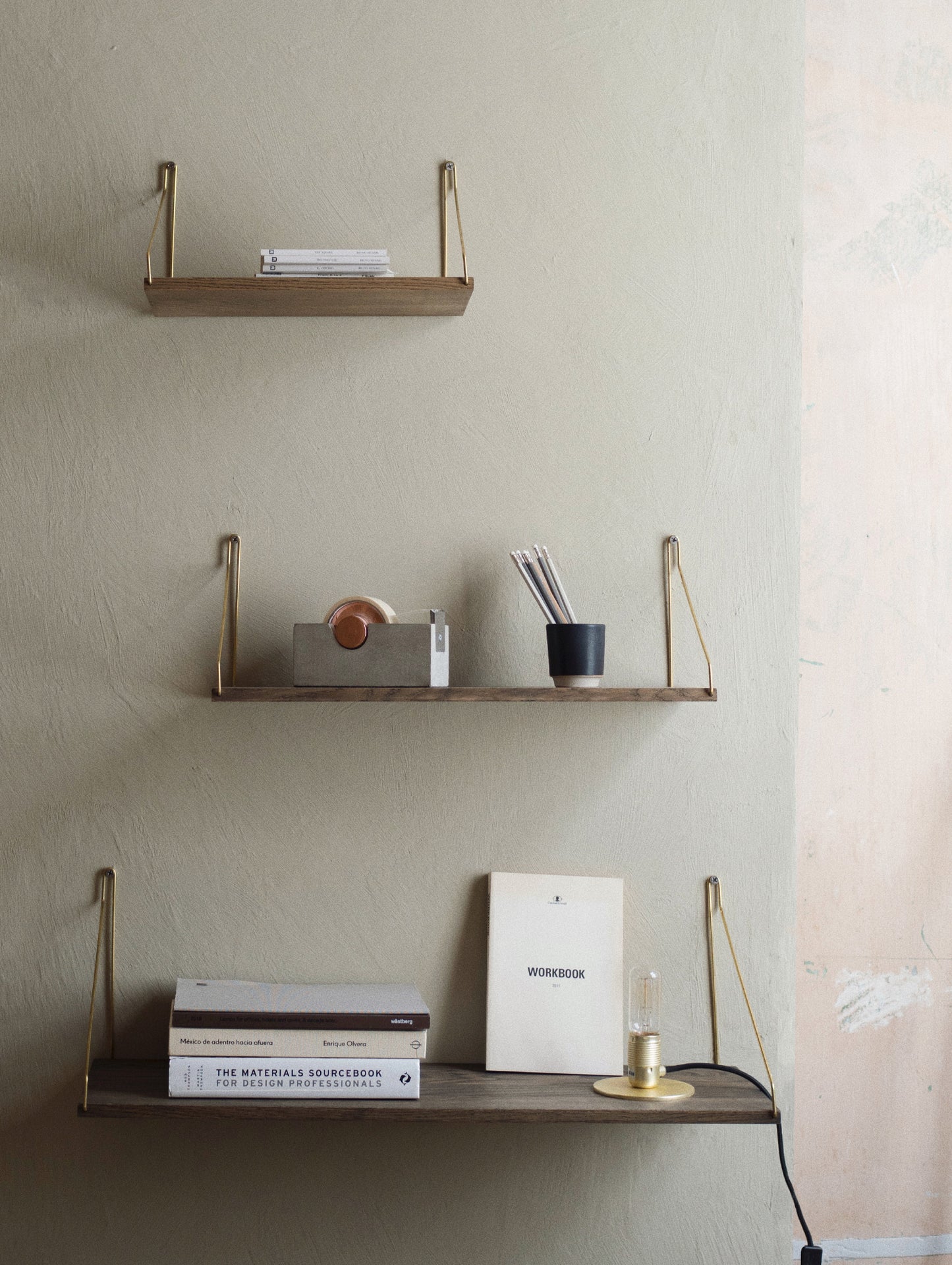 Shelf by Frama - Dark Stained Oak / Brass Brackets 