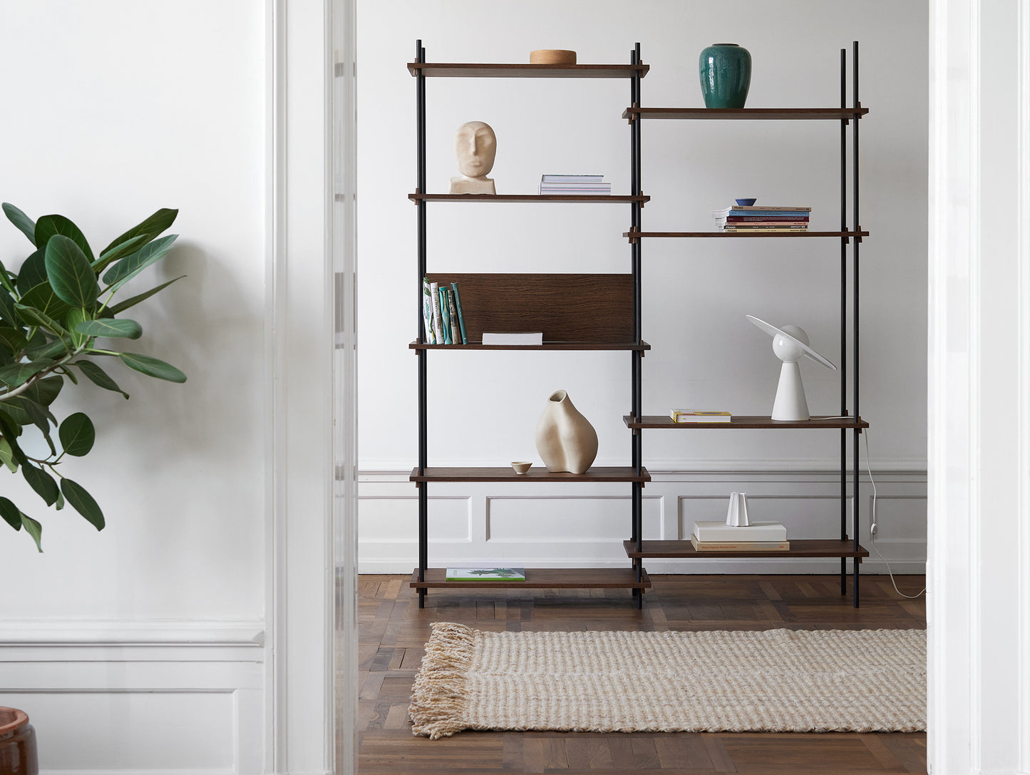 Moebe Shelving System - S.200.2.A Set in Black / Smoked Oak