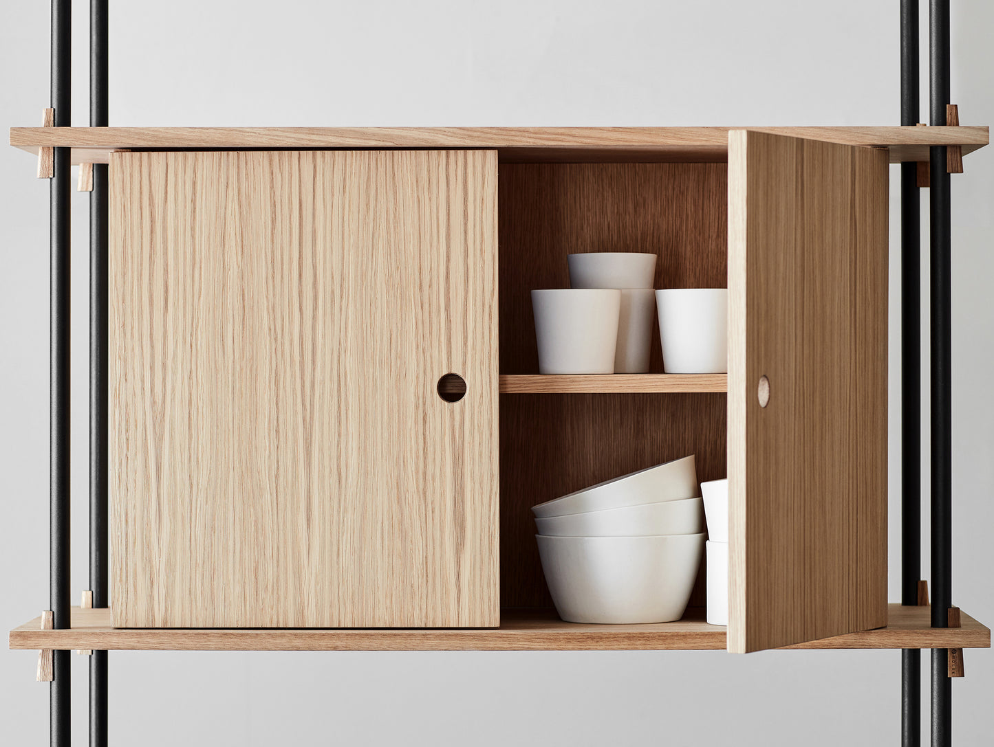 Moebe Shelving System - S.85.1.B Set in Black / Oiled Oak Edit alt text