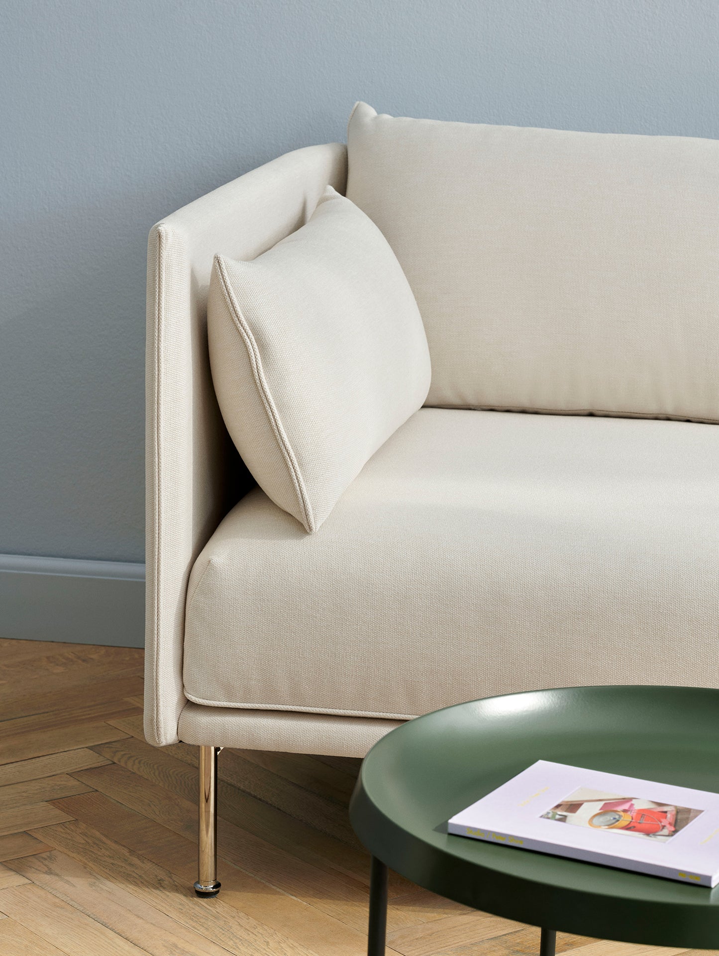 Silhouette Sofa - Metaphor 029, Chromed Steel Base, Fabric Match Piping