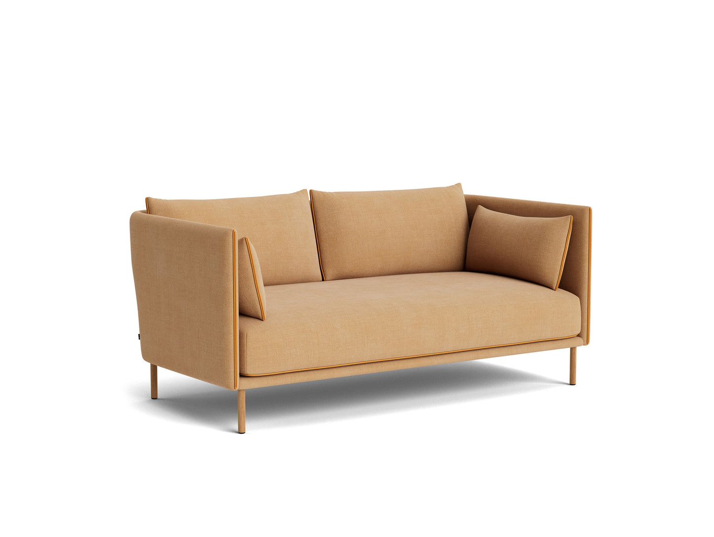 Silhouette Sofa - Linara 142, Oiled Oak Base, Cognac Sense Leather Piping
