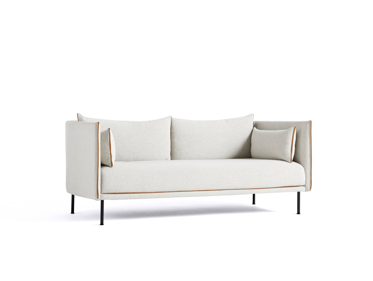Silhouette Sofa - Coda 100, Black Base, Cognac Piping
