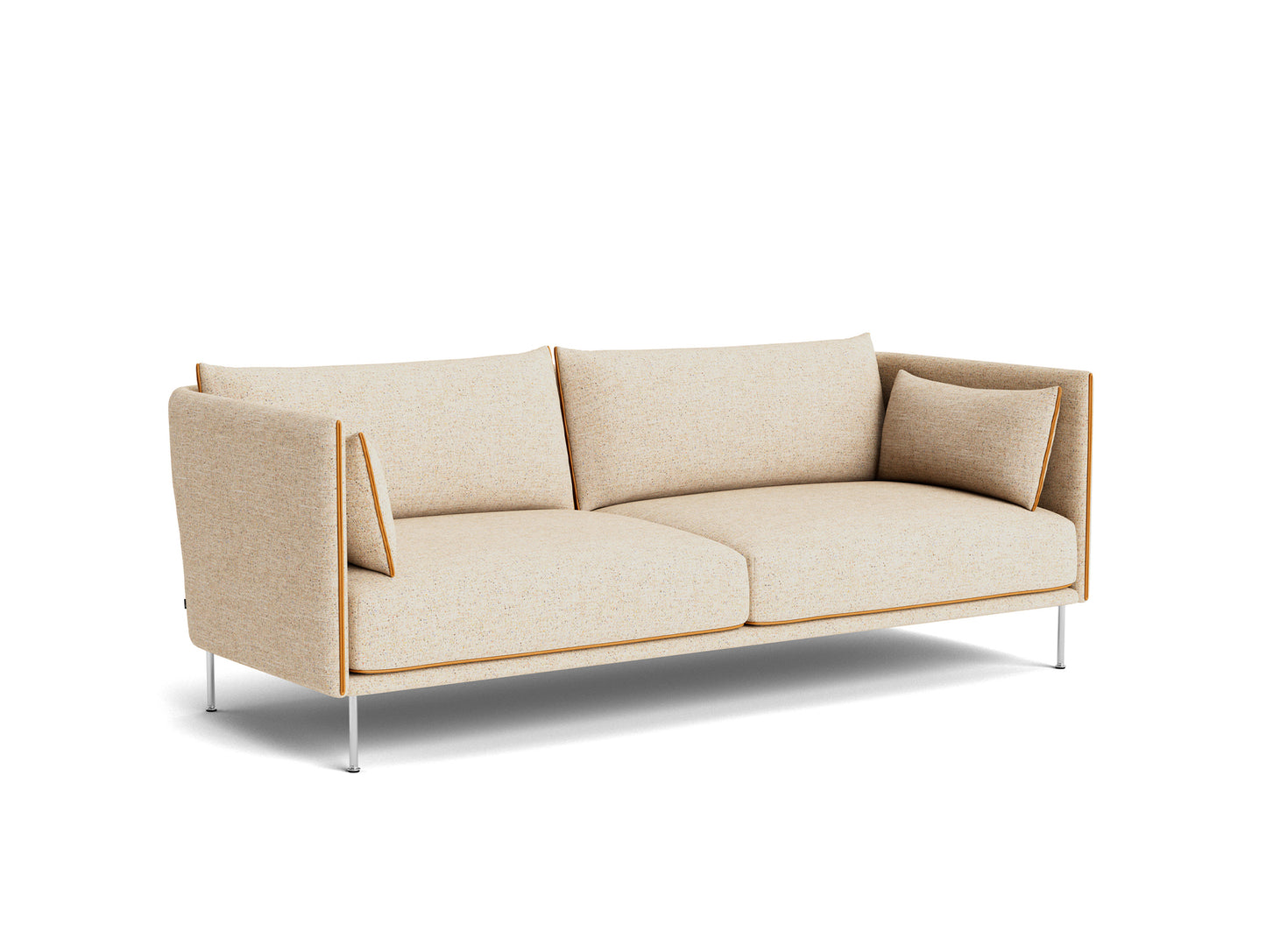 Silhouette Sofa - Bolgheri, chrome base, cognac piping