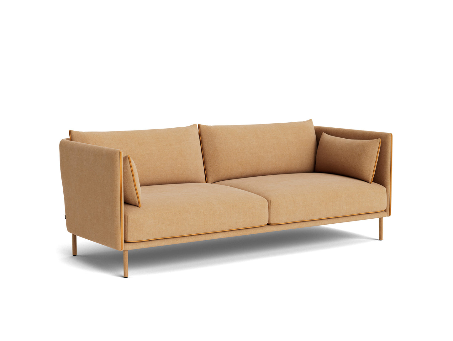 Silhouette Sofa - Oiled oak base, Linara Spice 142, Cognac piping