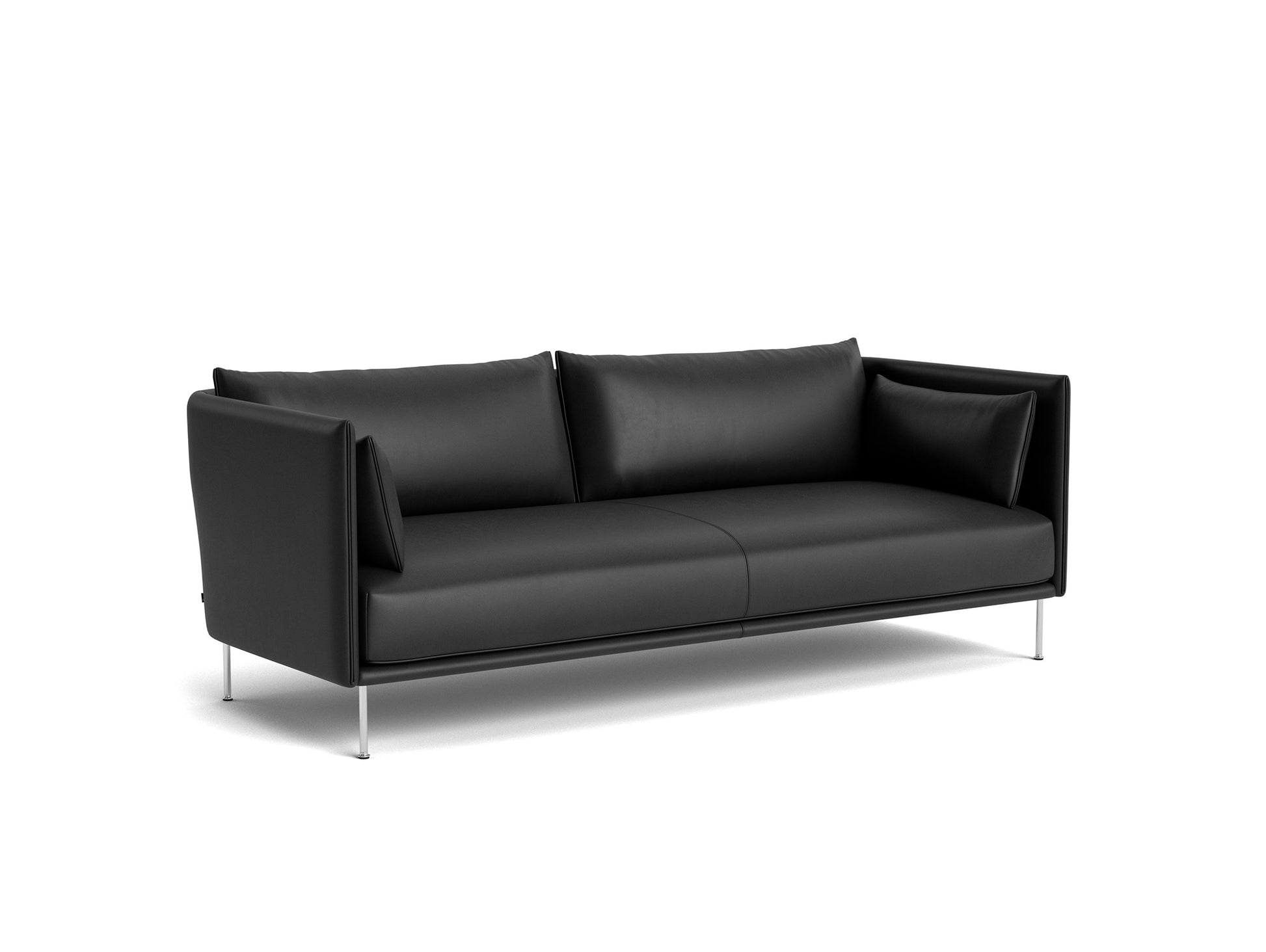 Silhouette Sofa - Nevada NV0500 black, black base, black leather piping