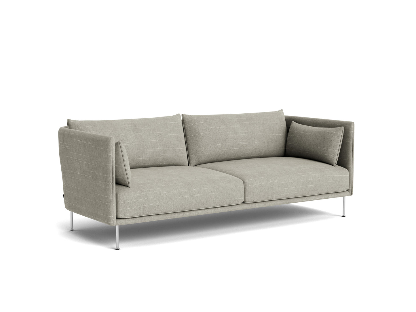 Silhouette Sofa - Random fade beige, chromed steel base, fabric match piping