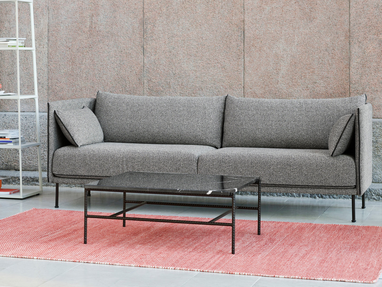 Silhouette Sofa - Black base, Olavi 03, Black piping