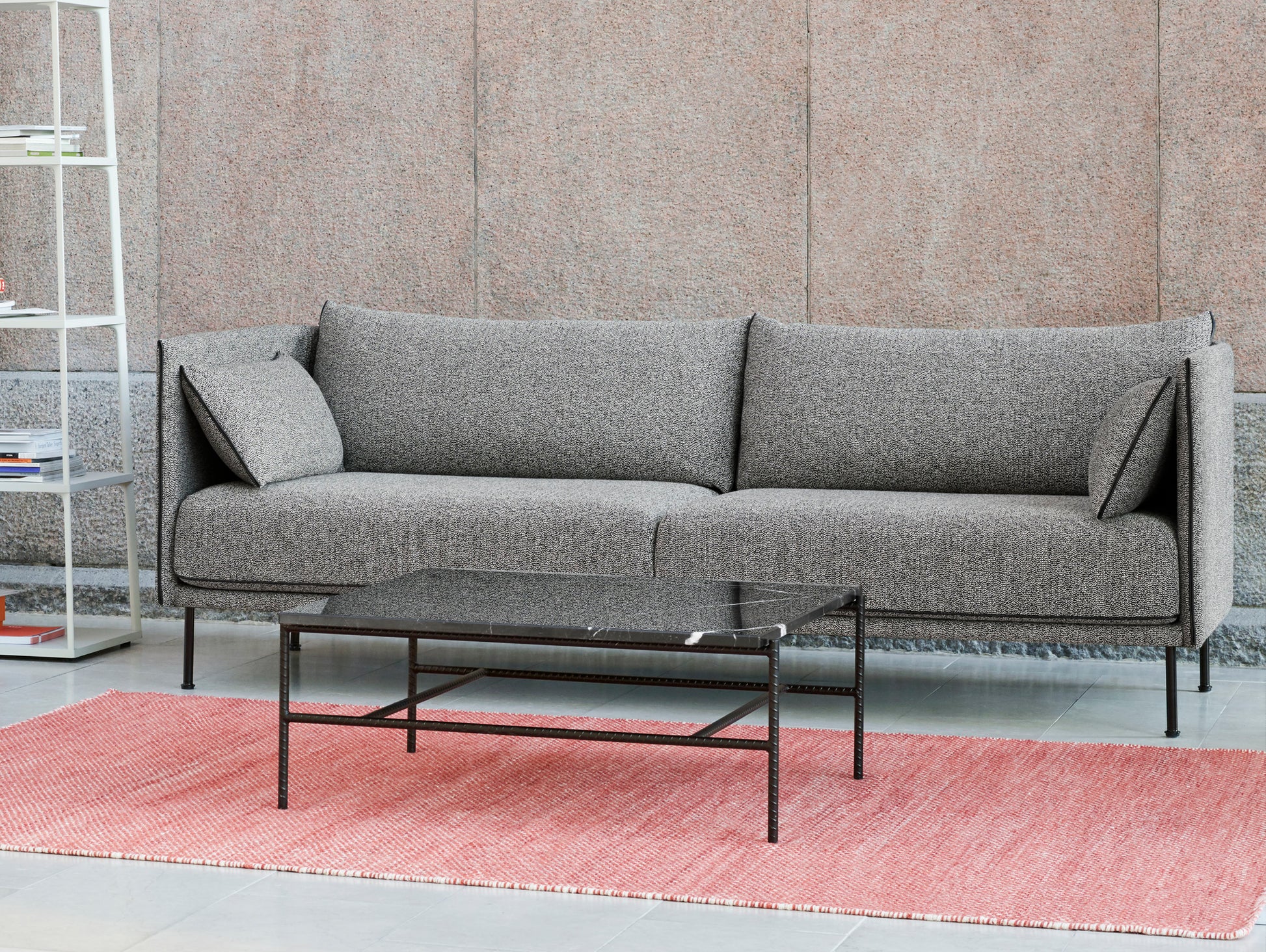 Silhouette Sofa - Black base, Olavi 03, Black piping