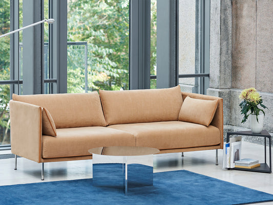 Silhouette Sofa - Chrome base, Linara Spice, Cognac piping