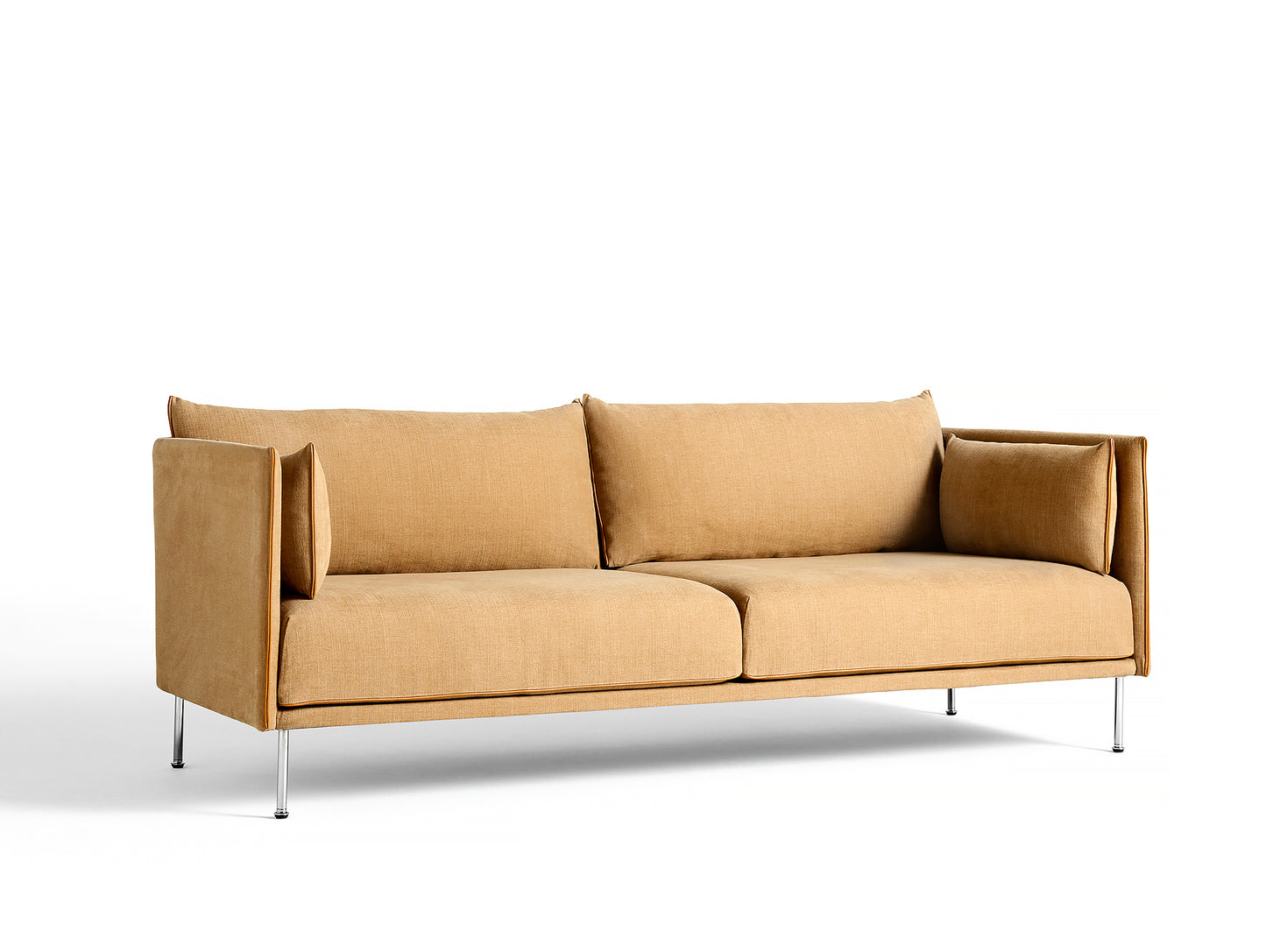 Silhouette Sofa - Chrome base, Linara Spice 142, Cognac piping