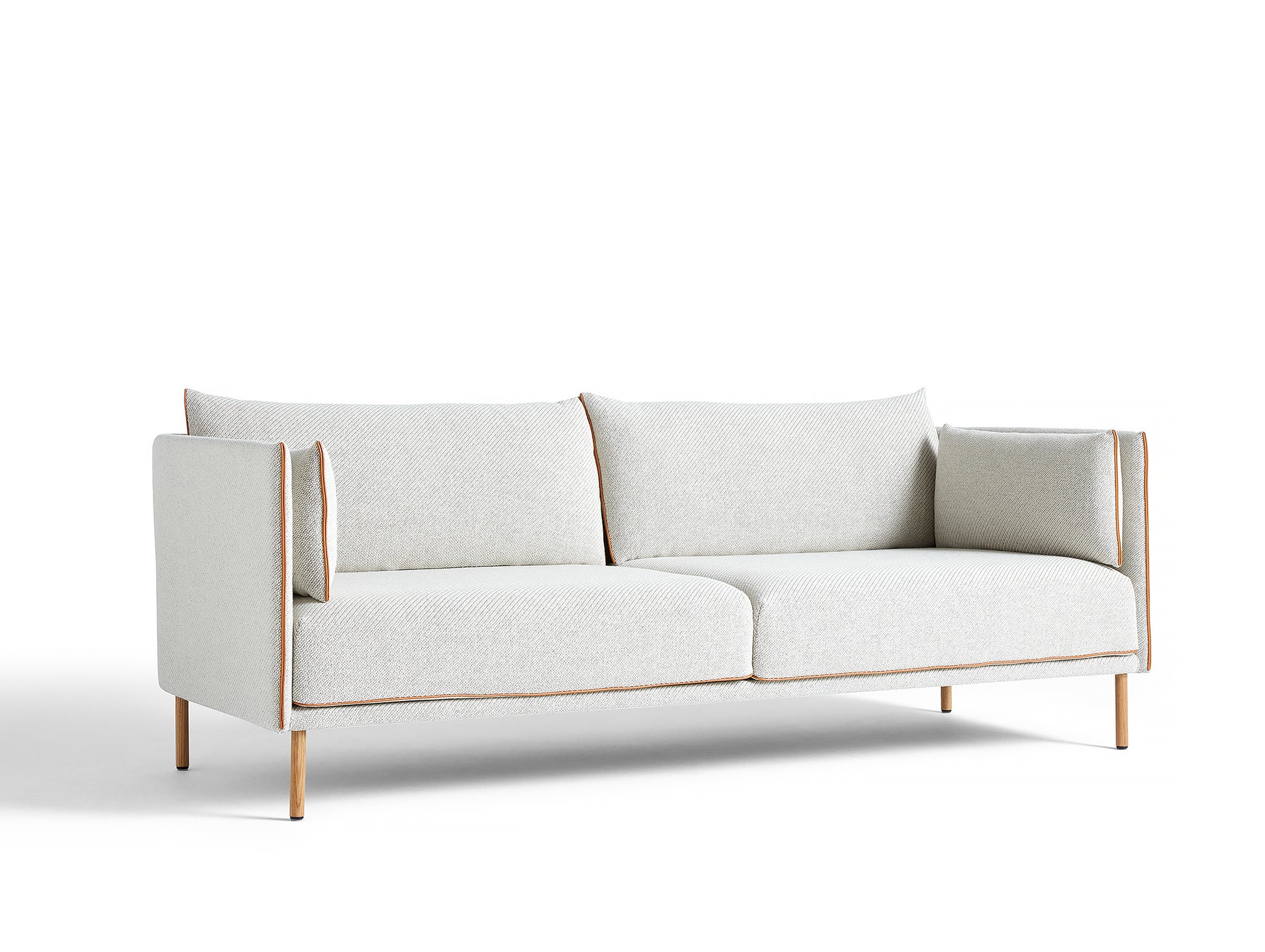 Silhouette Sofa - Oak base, Coda 100, Cognac piping