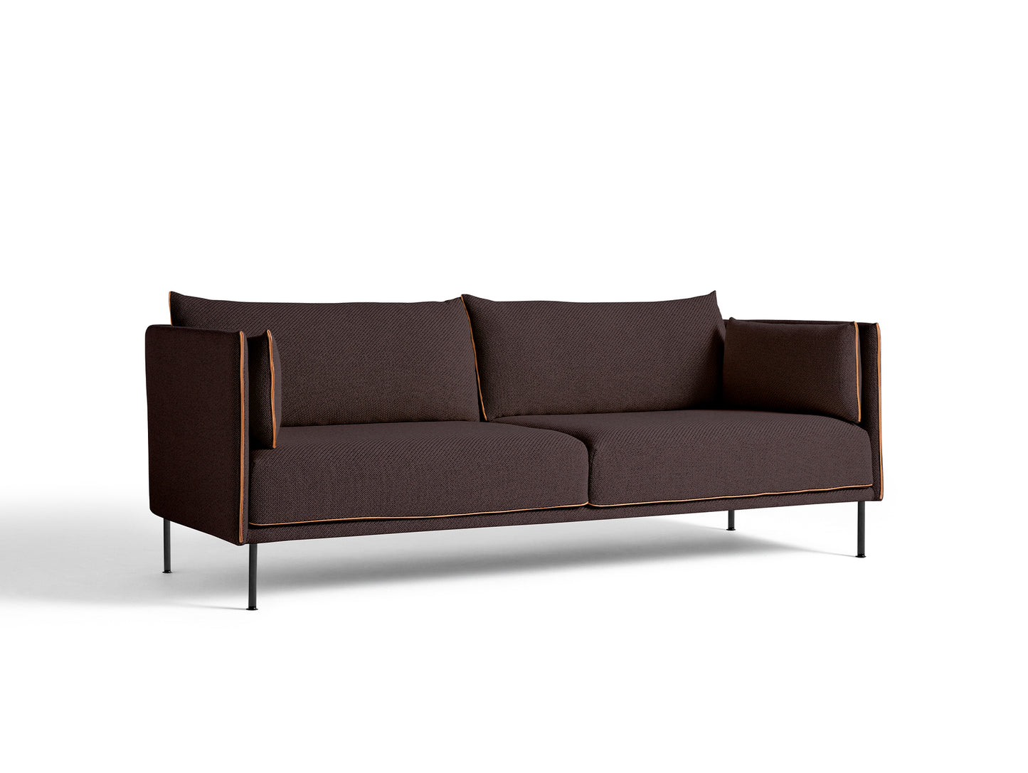 Silhouette Sofa - Coda 382, Black base, cognac piping