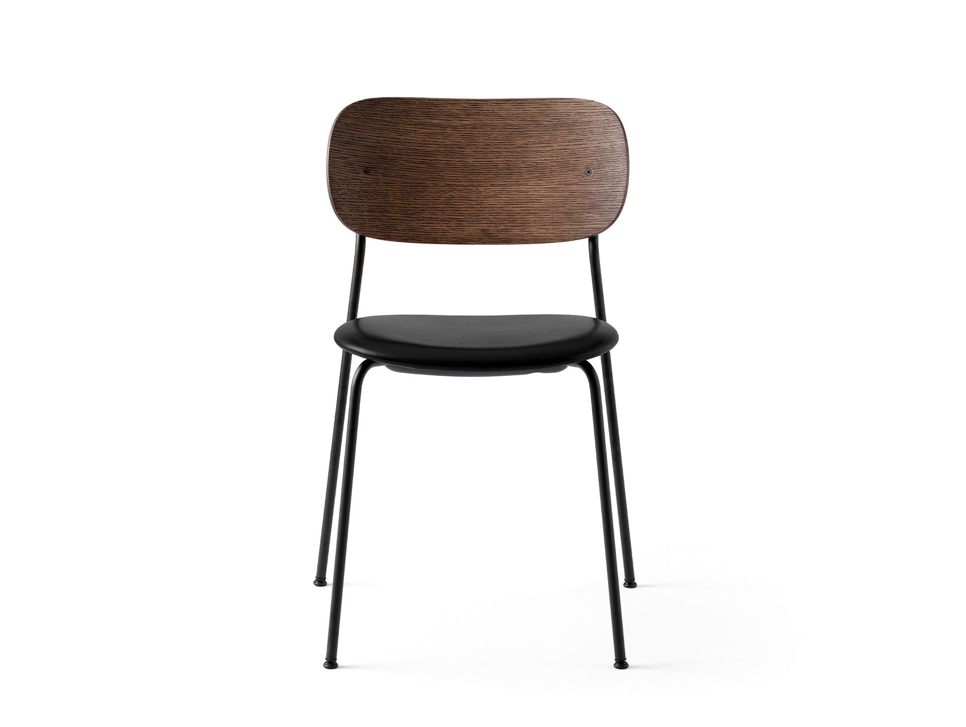 Co Dining Chair Upholstered by Menu - Without Armrest / Black Powder Coated Steel / Dark Oak / Dakar Black Leather