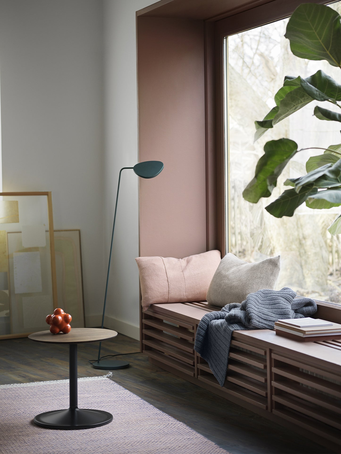 Soft Side Table by Muuto -solid smoked oak top and black aluminum base