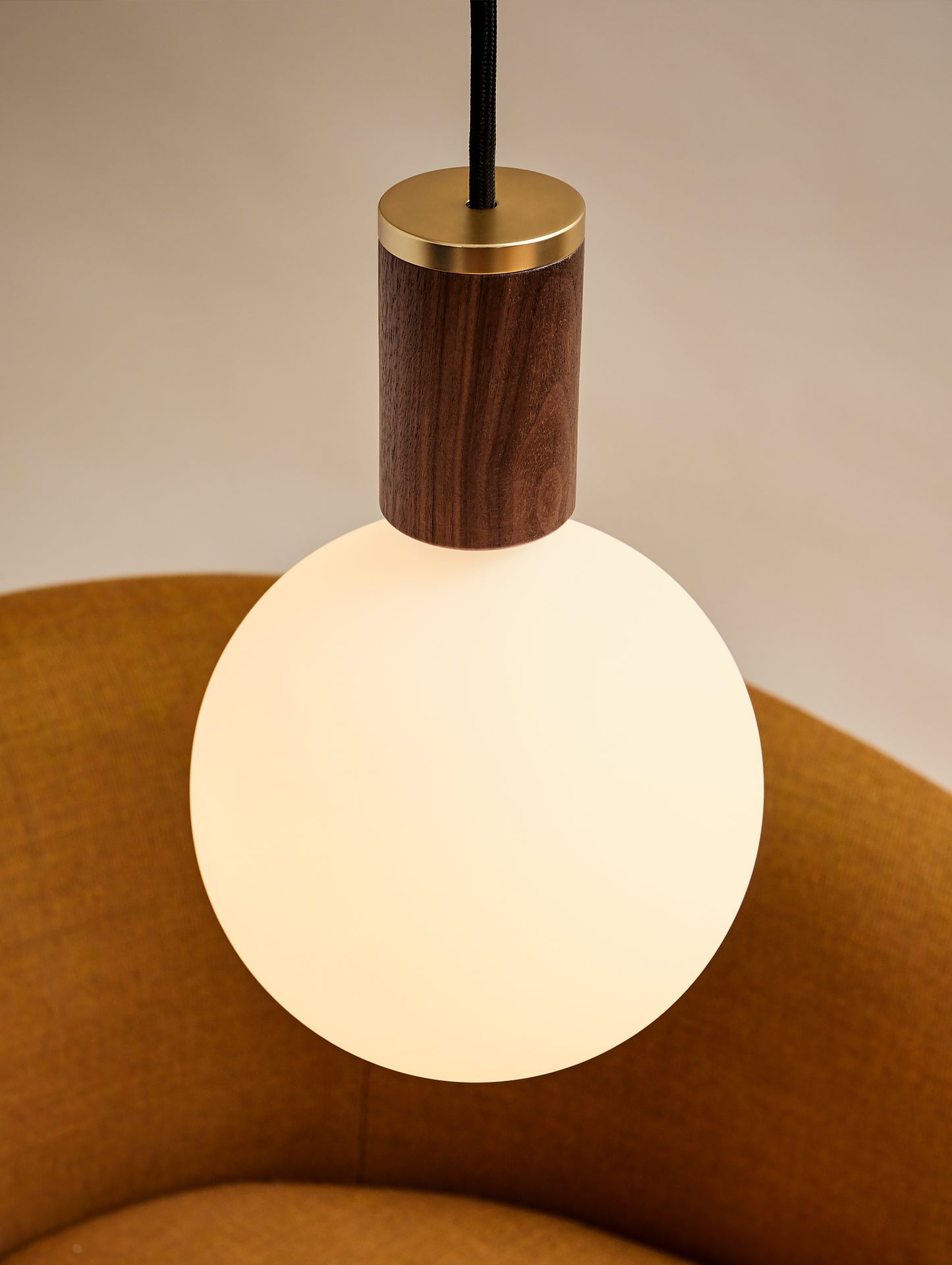 Tala Sphere IV Bulb with Walnut Knuckle Pendant