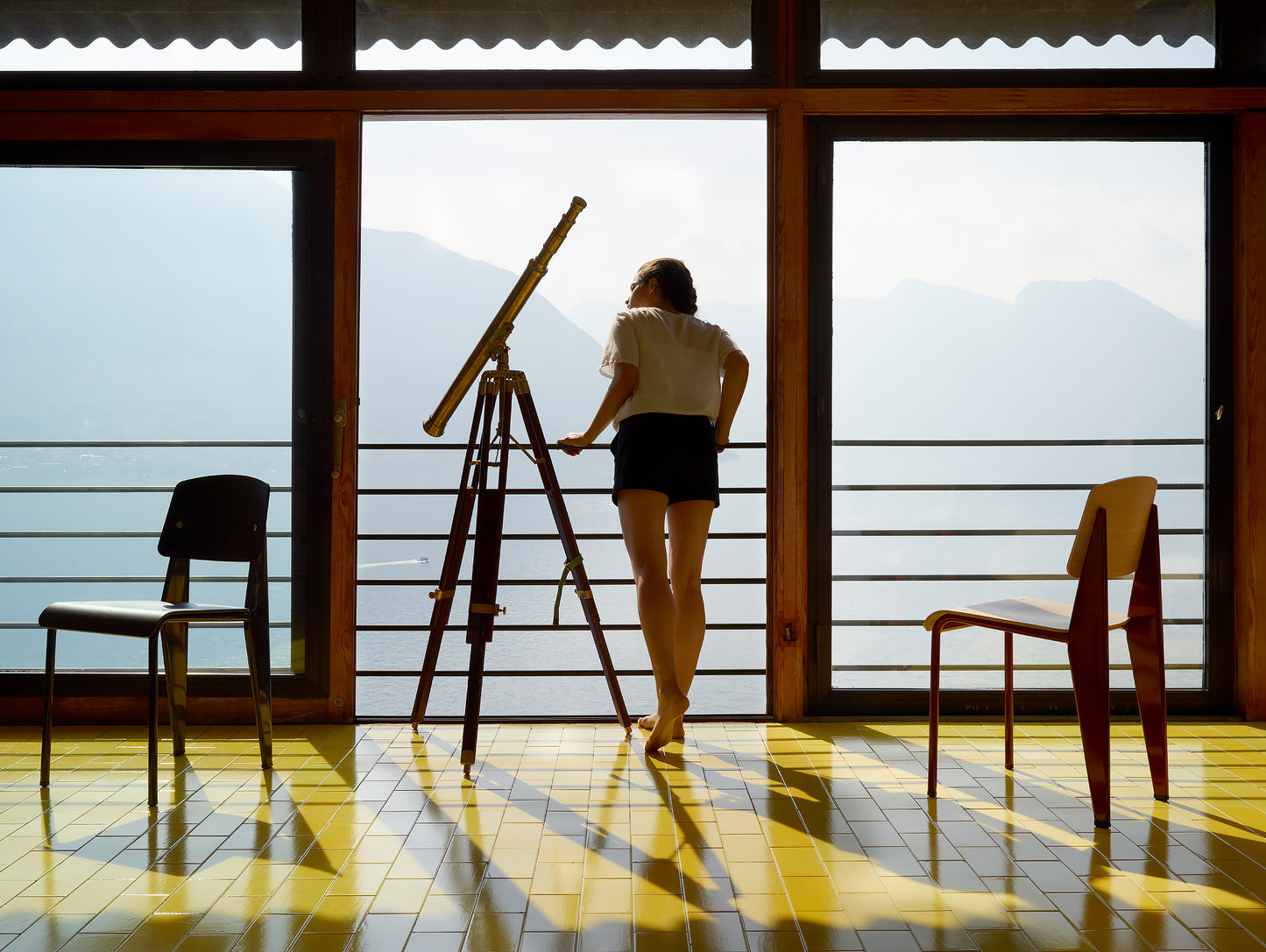 Prouvé Standard Chair by Vitra - Natural Oak, Japanese Red