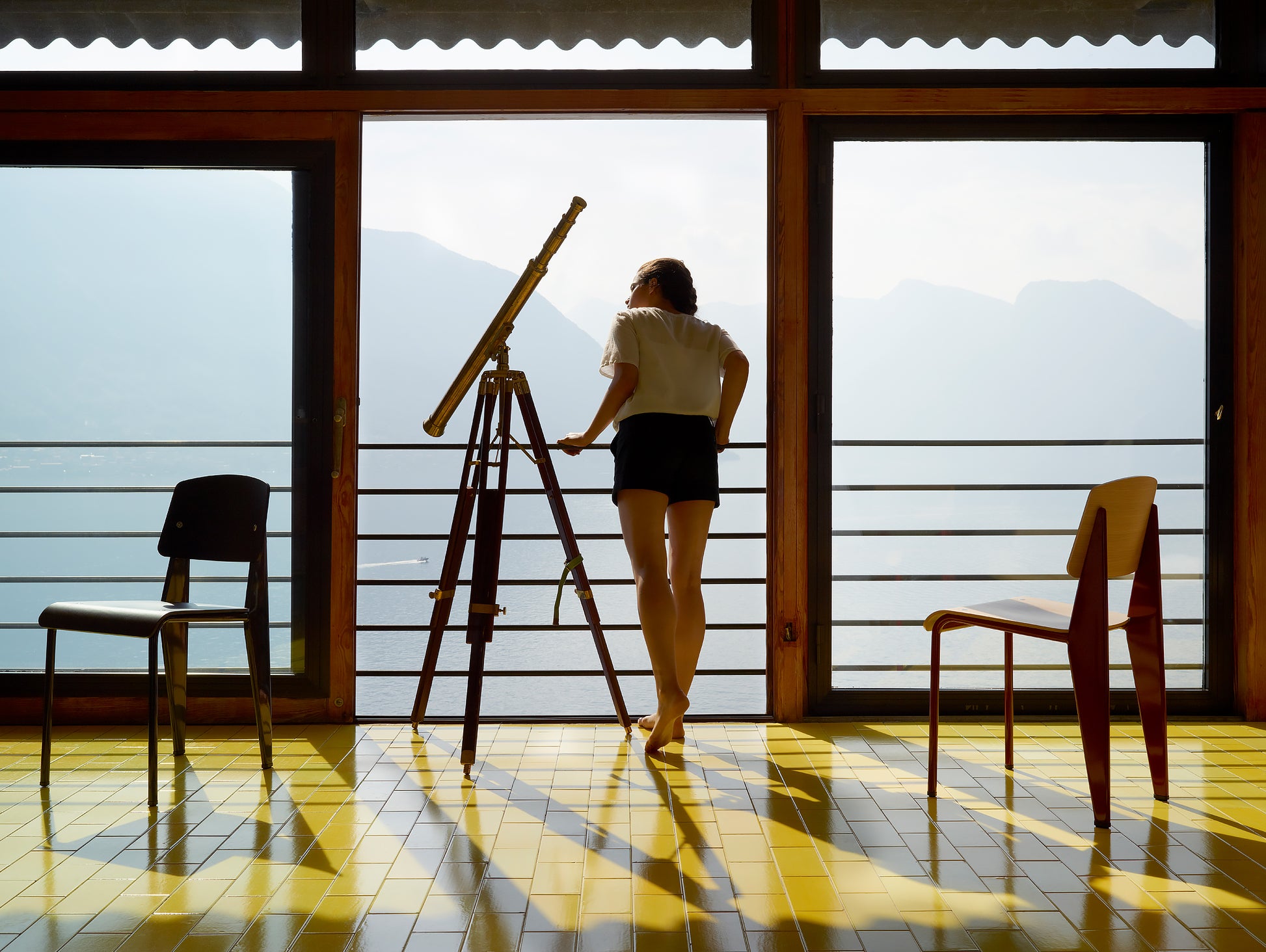 Prouvé Standard Chair by Vitra - Natural Oak, Japanese Red