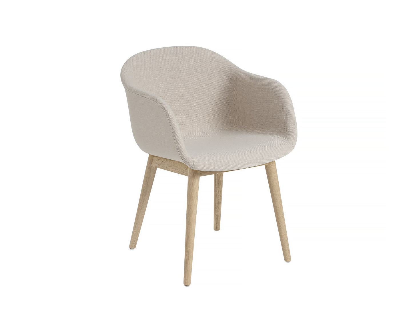 Fiber Armchair Upholstered with Wood Base